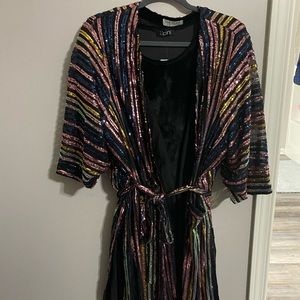 Striped sequin kimono